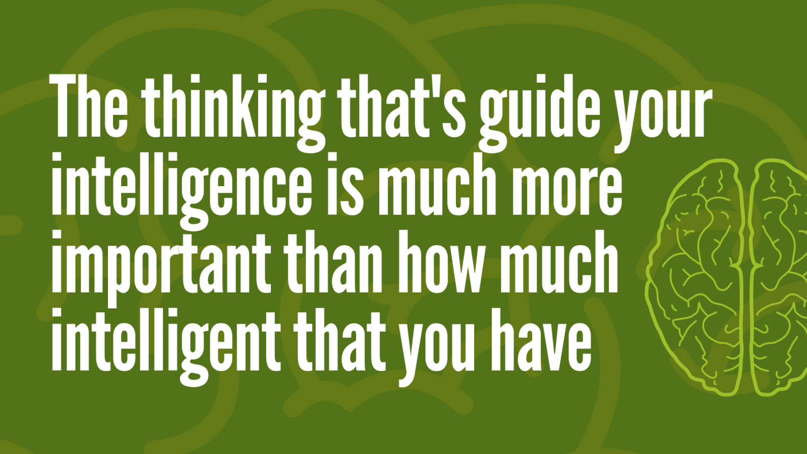 The thinking that's guide your intelligence is much more important than how much intelligent that you have