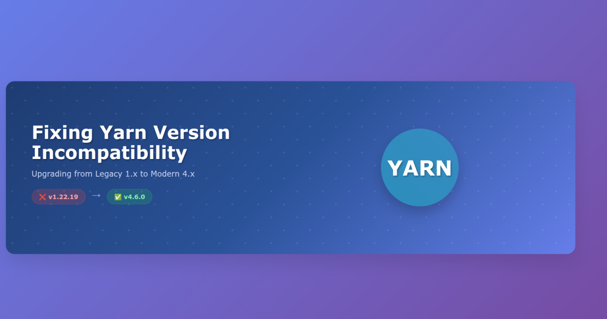 #prompt_included Fixing Yarn Version Incompatibility: Upgrading from ...